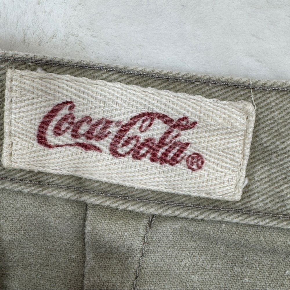 Vintage Coca Cola Snap Front Side Cargo Pocket Denim A Line Skirt Khaki 6 XS - Picture 10 of 13
